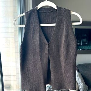 Brown Sleeveless Knit Sweater Vest